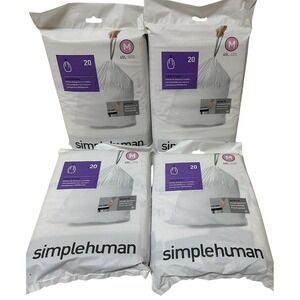 Simplehuman Code M 45 L Trash Bags Lot of 4 80 Liners Total White Extra Strong